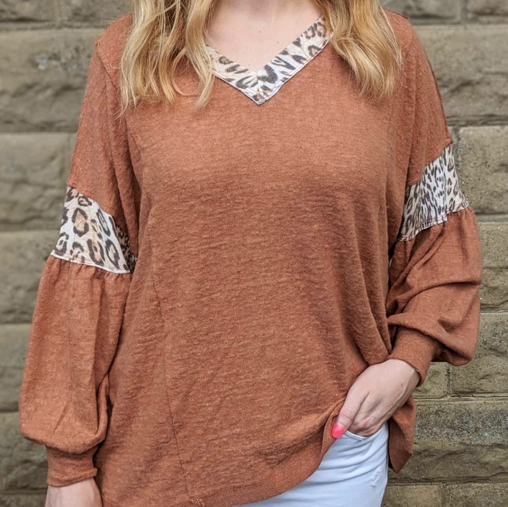 Balloon Sleeve Leopard Top